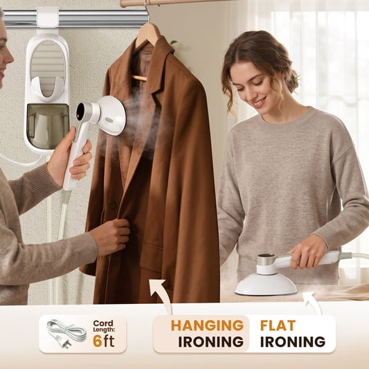 LANVILA Garment Steamer for Clothes - 1450W Power Steam,400ml Tank,30s Fast Heat,30 Mins Steam,8 Modes,LED Display,90°Rotating Head,Self-Cleaning,Easy Storage,Anti-Drip,Large Panel for Home,Business