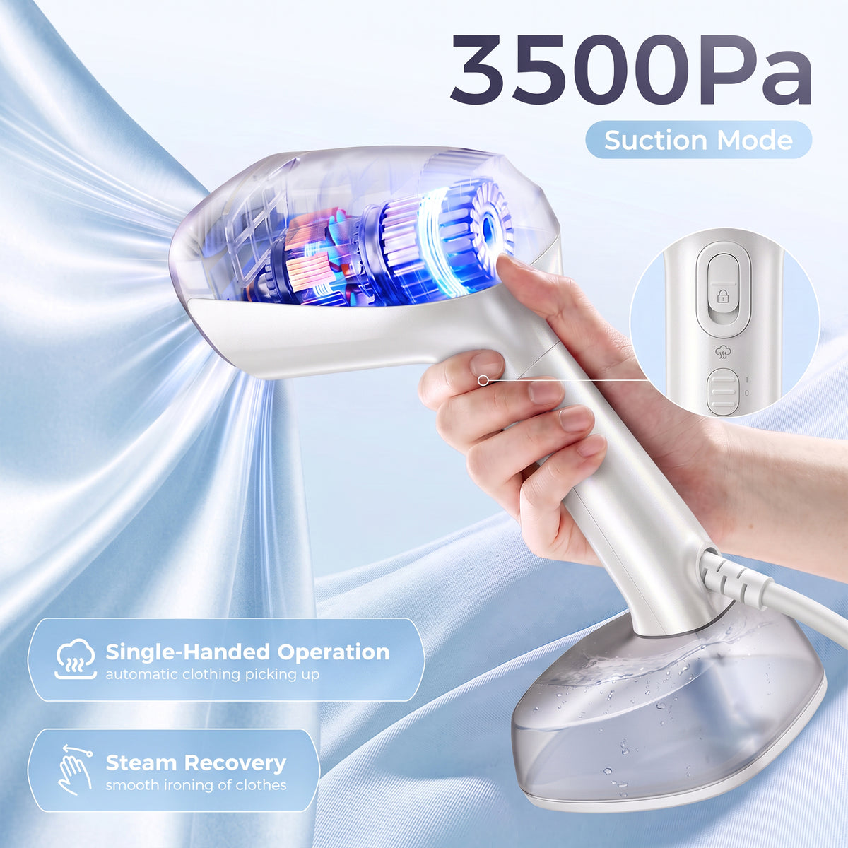 Venuezy Steamer for Clothes, Handheld Clothes Steamer, 1200W Strong Power Garment Steamer with 400ml Tank, Fast Heat-up, Portable Fabric Steam Iron Fabric Wrinkle Remover for Travel, Home