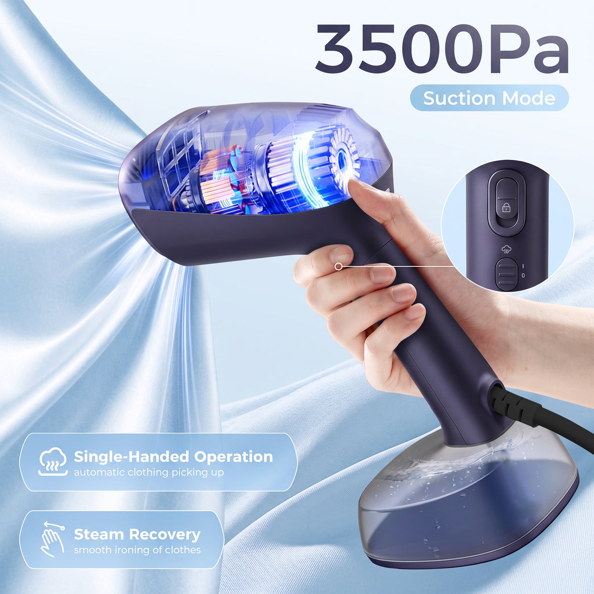 Venuezy Steamer for Clothes, Handheld Clothes Steamer, 1200W Strong Power Garment Steamer with 400ml Tank, Fast Heat-up, Portable Fabric Steam Iron Fabric Wrinkle Remover for Travel, Home