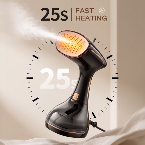 Clothes Steamer Handheld with Brush, 1430W Turbo Steam, 320ml Large Capacity Detachable Water Tank for Travel-Friendly, Clothes, Curtains & Fabrics, 3-Speed Steam Level for Home & Travel