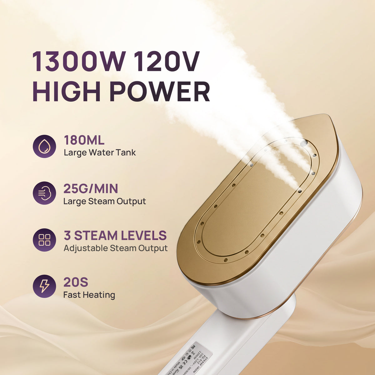 Venuezy Travel Steamer for Clothes, 2 in 1 Travel Steam Iron, Clothes Steamer Handheld with 180ml Water Tank, 20 Seconds Fast Heating, Quick Wrinkle Removal, LCD Display, Ceramic Heating Panel