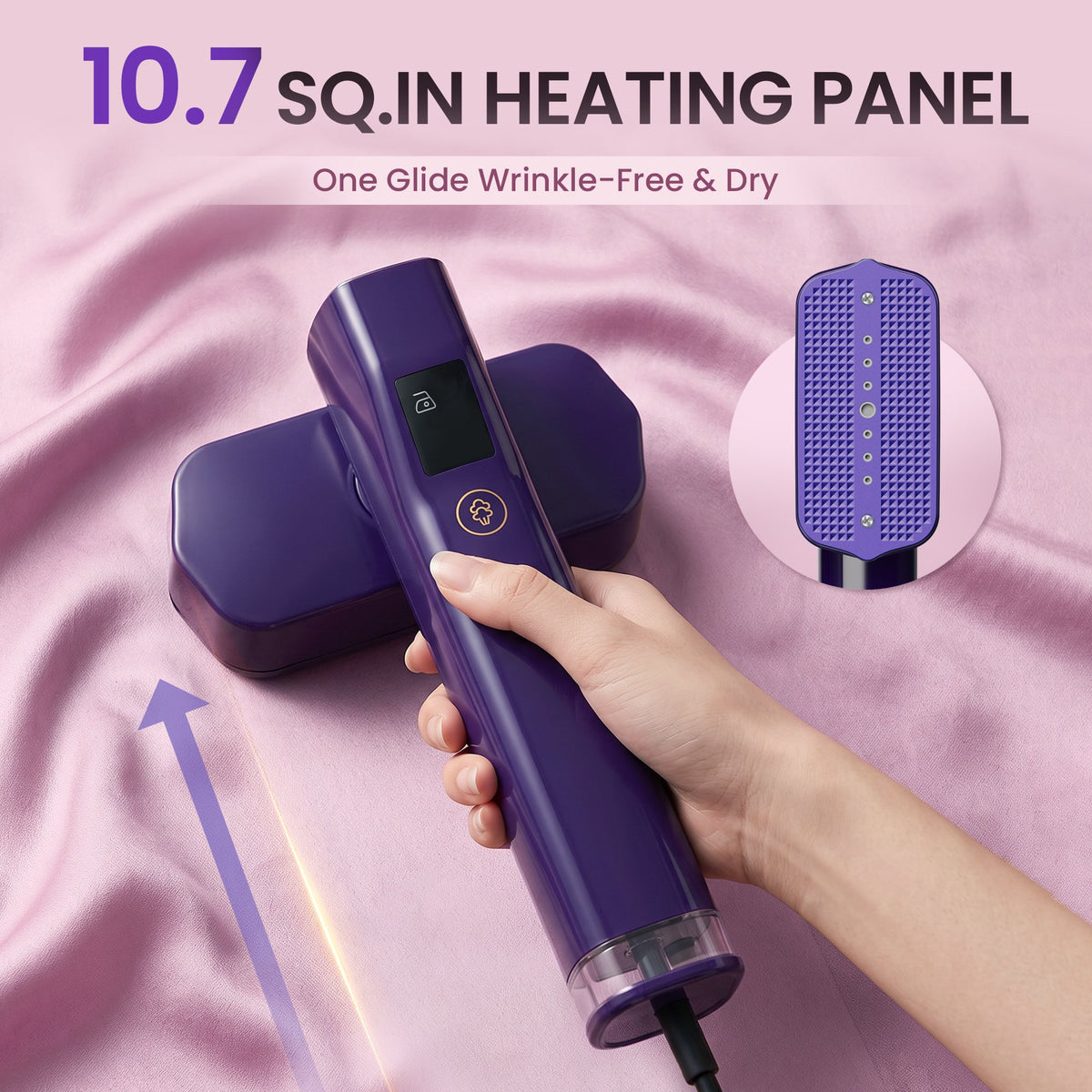 Handheld Clothes Steamer, 2-in-1 Portable Garment Steamer with 100ml Detachable Water Tank, Fast Heat-up, Travel & College Dorm Steamer for Clothes, Purple