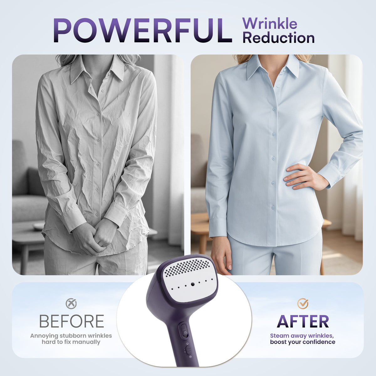 Venuezy Steamer for Clothes, Handheld Clothes Steamer, 1200W Strong Power Garment Steamer with 400ml Tank, Fast Heat-up, Portable Fabric Steam Iron Fabric Wrinkle Remover for Travel, Home