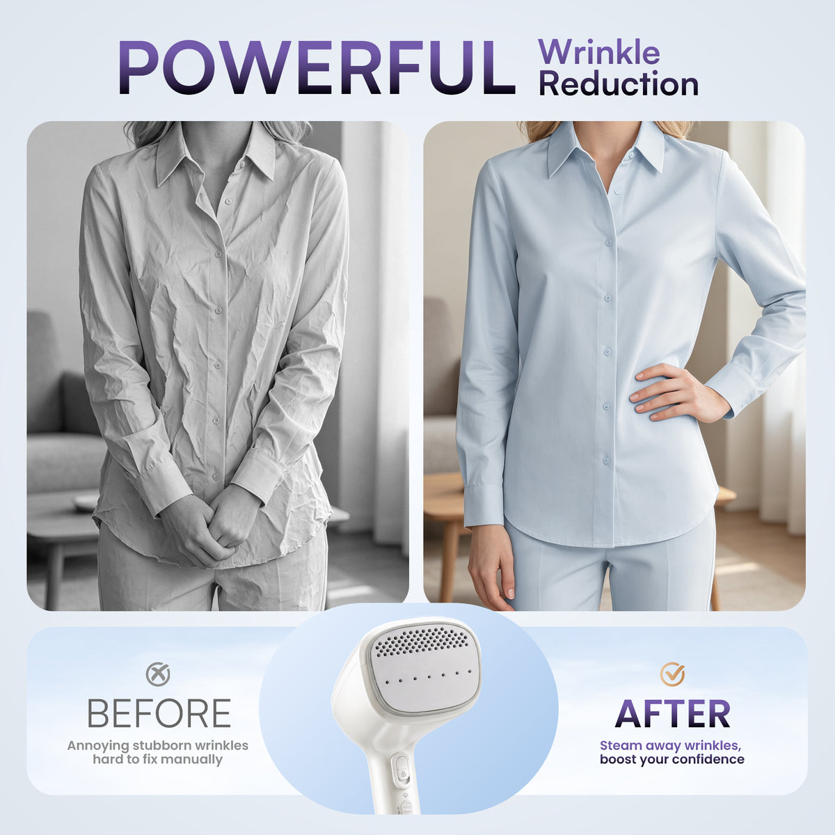 Venuezy Steamer for Clothes, Handheld Clothes Steamer, 1200W Strong Power Garment Steamer with 400ml Tank, Fast Heat-up, Portable Fabric Steam Iron Fabric Wrinkle Remover for Travel, Home