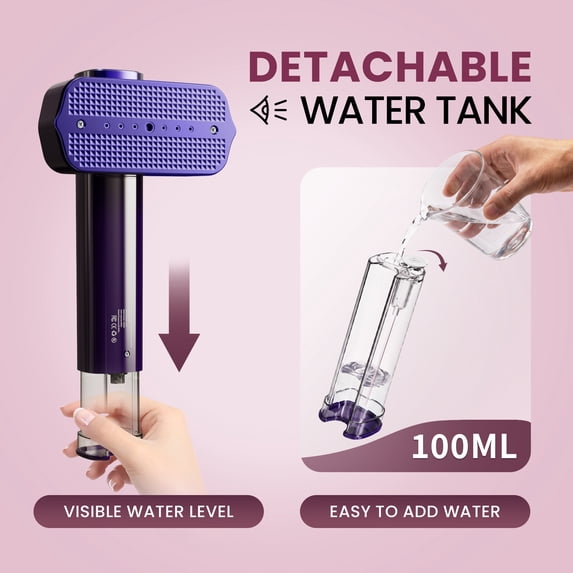 Handheld Clothes Steamer, 2-in-1 Portable Garment Steamer with 100ml Detachable Water Tank, Fast Heat-up, Travel & College Dorm Steamer for Clothes, Purple