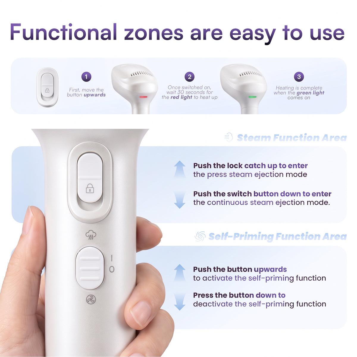 Venuezy Steamer for Clothes, Handheld Clothes Steamer, 1200W Strong Power Garment Steamer with 400ml Tank, Fast Heat-up, Portable Fabric Steam Iron Fabric Wrinkle Remover for Travel, Home