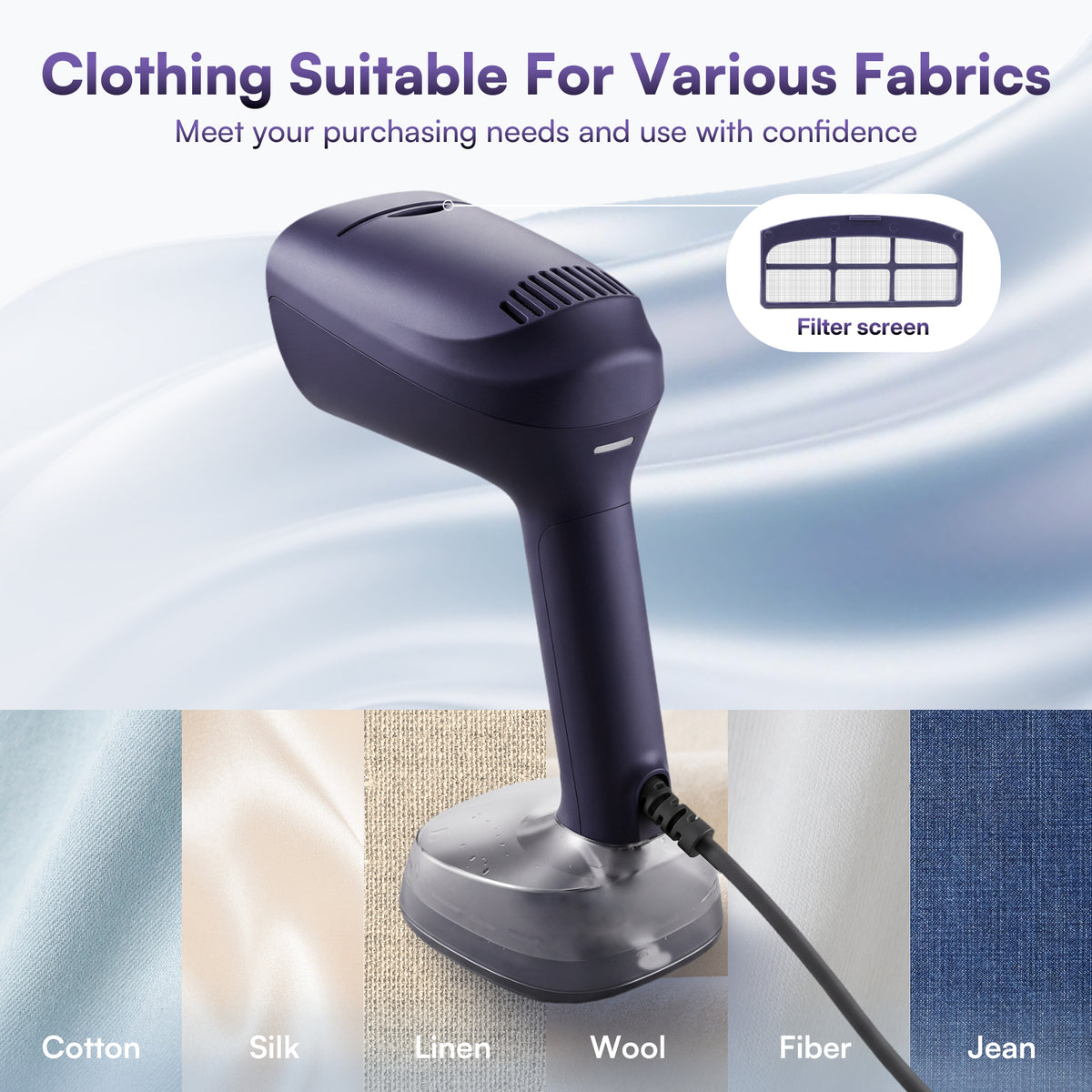 Venuezy Steamer for Clothes, Handheld Clothes Steamer, 1200W Strong Power Garment Steamer with 400ml Tank, Fast Heat-up, Portable Fabric Steam Iron Fabric Wrinkle Remover for Travel, Home