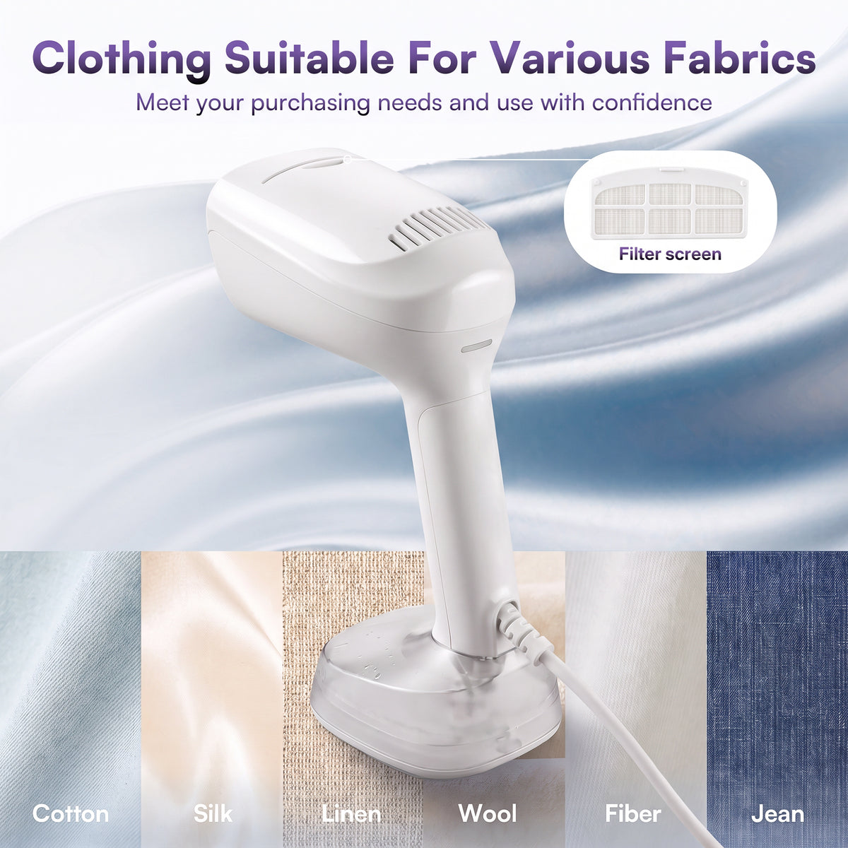 Venuezy Steamer for Clothes, Handheld Clothes Steamer, 1200W Strong Power Garment Steamer with 400ml Tank, Fast Heat-up, Portable Fabric Steam Iron Fabric Wrinkle Remover for Travel, Home