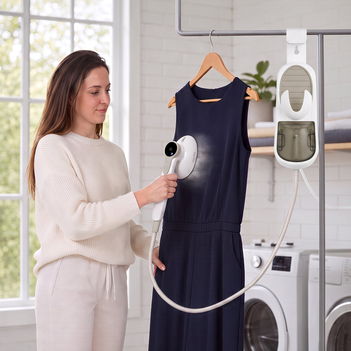 Venuezy Garment Steamer for Clothes - 1450W Power Steam,400ml Tank,30s Fast Heat,30 Mins Steam,8 Modes,LED Display,90°Rotating Head,Self-Cleaning,Easy Storage,Anti-Drip,Large Panel for Home,Business