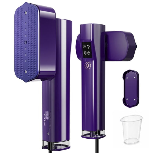 Handheld Clothes Steamer, 2-in-1 Portable Garment Steamer with 100ml Detachable Water Tank, Fast Heat-up, Travel & College Dorm Steamer for Clothes, Purple