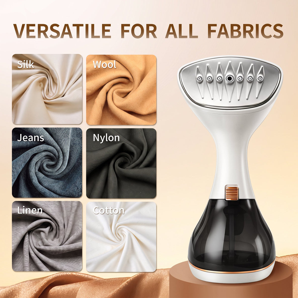 Clothes Steamer Handheld with Brush, 1430W Turbo Steam, 320ml Large Capacity Detachable Water Tank for Travel-Friendly, Clothes, Curtains & Fabrics, 3-Speed Steam Level for Home & Travel