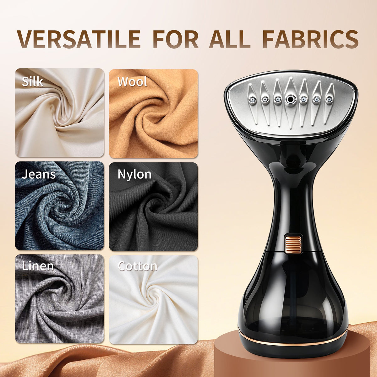 Clothes Steamer Handheld with Brush, 1430W Turbo Steam, 320ml Large Capacity Detachable Water Tank for Travel-Friendly, Clothes, Curtains & Fabrics, 3-Speed Steam Level for Home & Travel