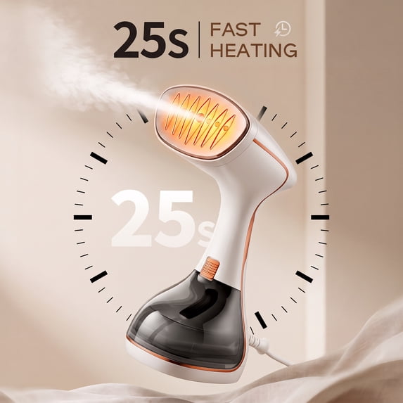 Clothes Steamer Handheld with Brush, 1430W Turbo Steam, 320ml Large Capacity Detachable Water Tank for Travel-Friendly, Clothes, Curtains & Fabrics, 3-Speed Steam Level for Home & Travel