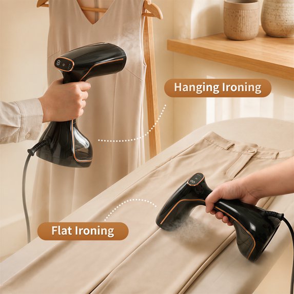 Clothes Steamer Handheld with Brush, 1430W Turbo Steam, 320ml Large Capacity Detachable Water Tank for Travel-Friendly, Clothes, Curtains & Fabrics, 3-Speed Steam Level for Home & Travel